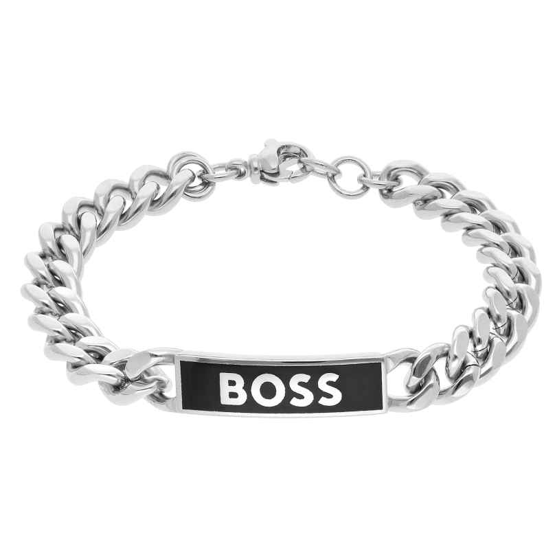 BOSS 50501914-040 Men's Bracelet Curb Chain Silver Tone