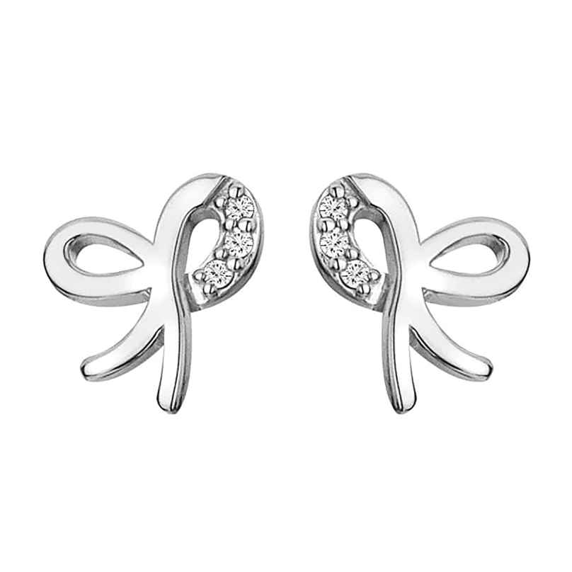Hot Diamonds DE730 Ladies' Stud Earrings Silver Ribbon 5055069049861