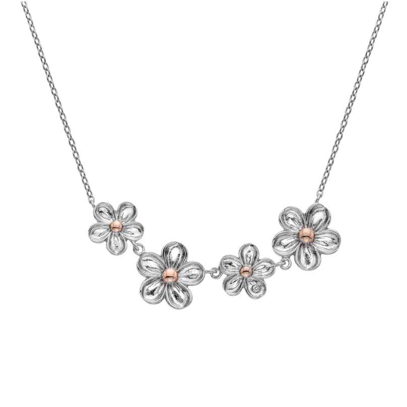 Hot Diamonds DN140 Damen-Halskette Vergissmeinnicht Blüten Silber 5055069041049