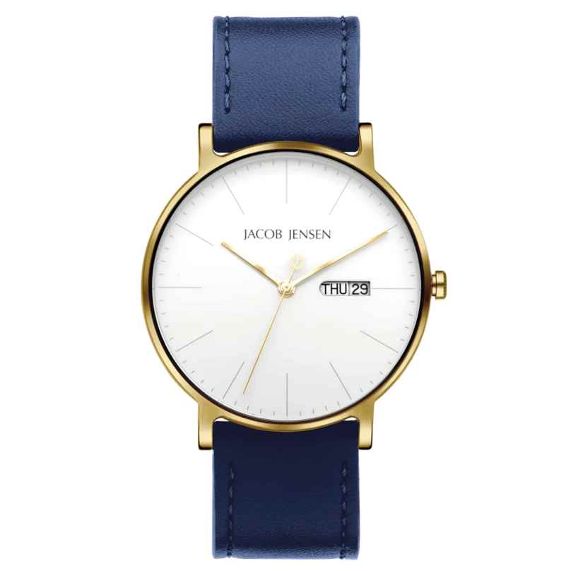 Jacob Jensen 166 Men's Watch Quartz Titanium Gold Tone/Blue 8718569101664