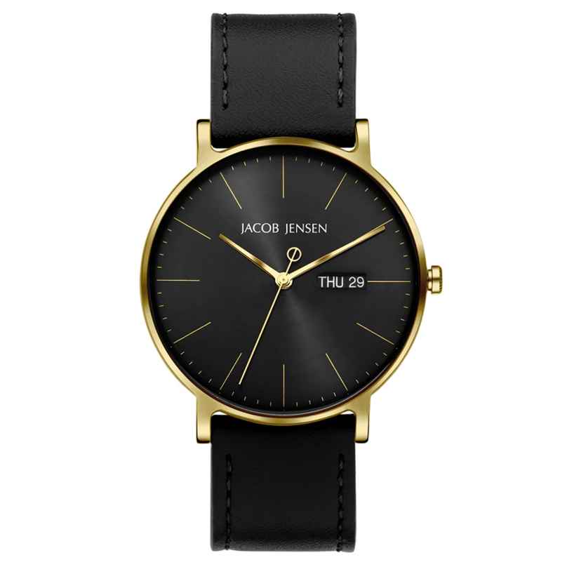 Jacob Jensen 165 Men's Watch Titanium Quartz Black/Gold Tone 8718569101657