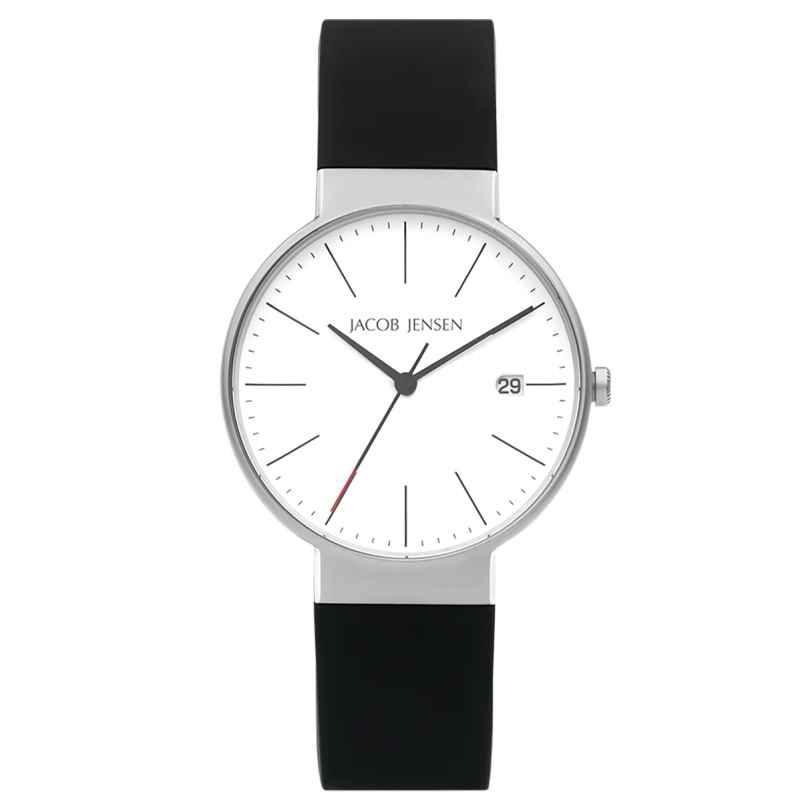 Jacob Jensen 183 Men's Wristwatch Titanium Quartz Black/Silver Tone 8718569101831