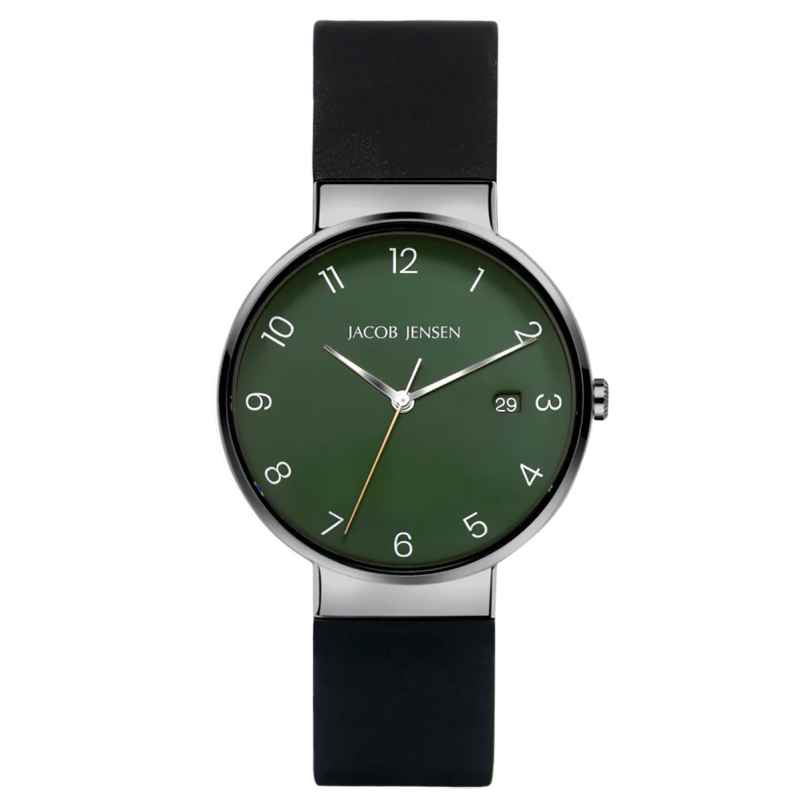 Jacob Jensen 184 Men's Titanium Wristwatch Quartz Black/Green 8718569101848