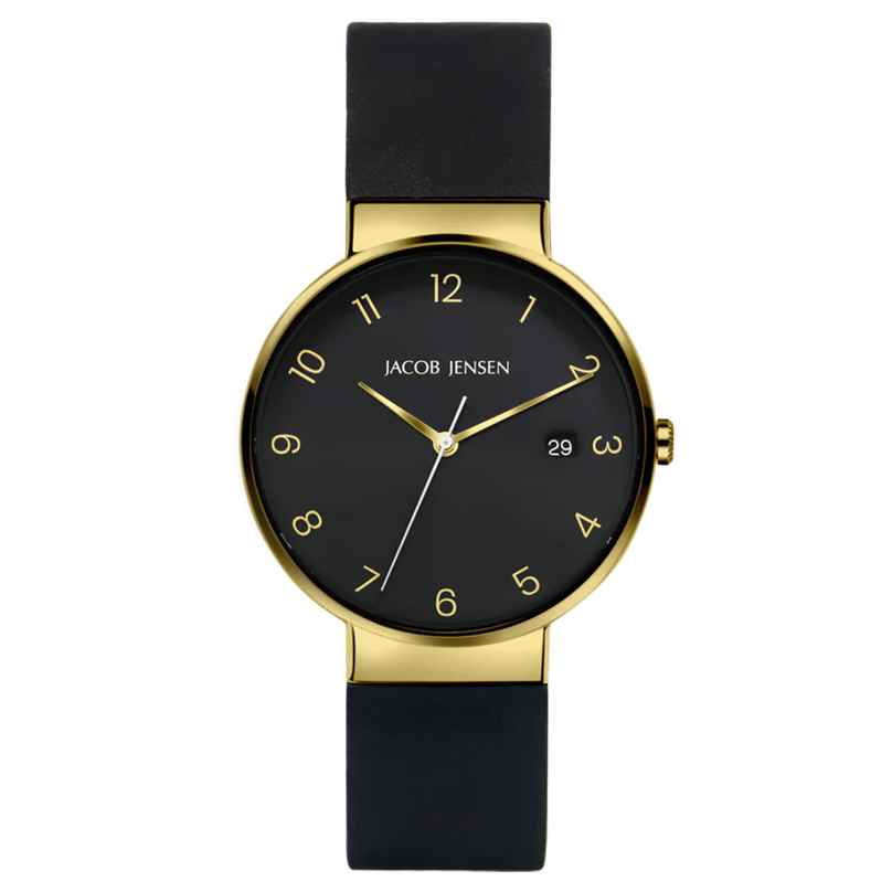 Jacob Jensen 185 Men's Watch Titanium Quartz Black/Gold Tone 8718569101855