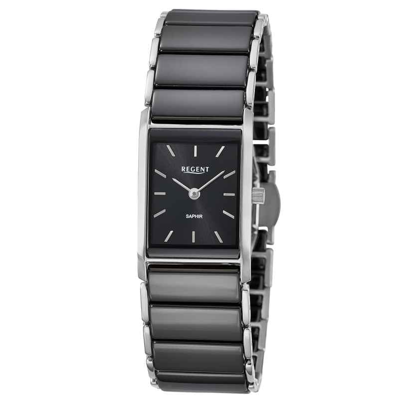 Regent F1583 Damenuhr Edelstahl/Keramik Schwarz 4050597603951