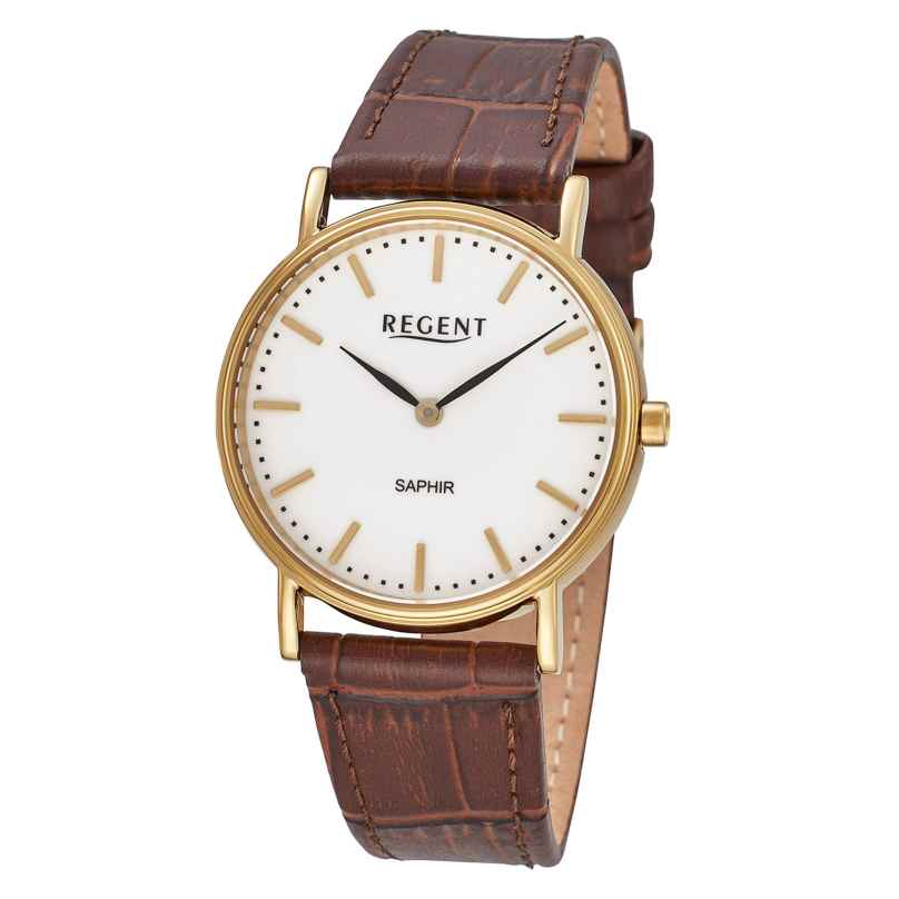 Regent F-1572 Damenuhr Quarz Braun/Goldfarben 4050597603890