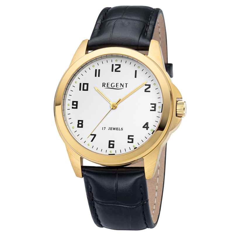 Regent F-1631 Herrenuhr Handaufzug Schwarz/Goldfarben 4050597204226