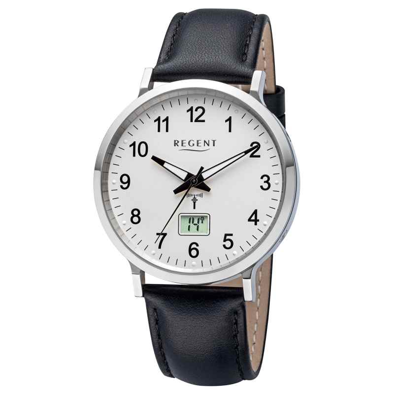 Regent FR-295 Herren-Funkuhr Gut Ablesbar Schwarz/Silberfarben 4050597204592
