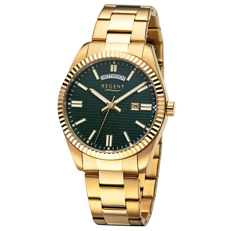 Regent 11140162 Men's Wristwatch Gold Tone/Green 4050597200525