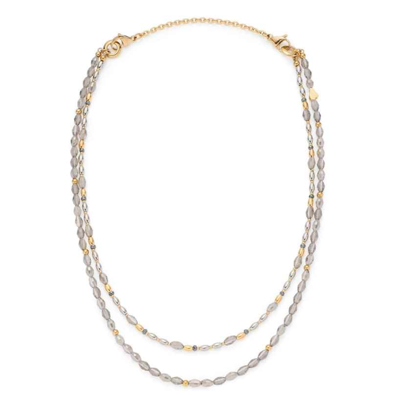 Leonardo 026903 Halskette für Damen Agneta 50/82 cm Goldfarben/Grau 4002541269034