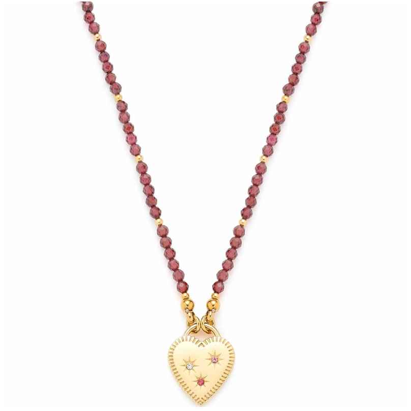 Leonardo 023228 Ladies Necklace Anka Gold Plated Stainless Steel with Garnet 4002541232281