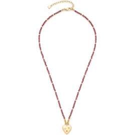 Leonardo 023228 Ladies Necklace Anka Gold Plated Stainless Steel with Garnet