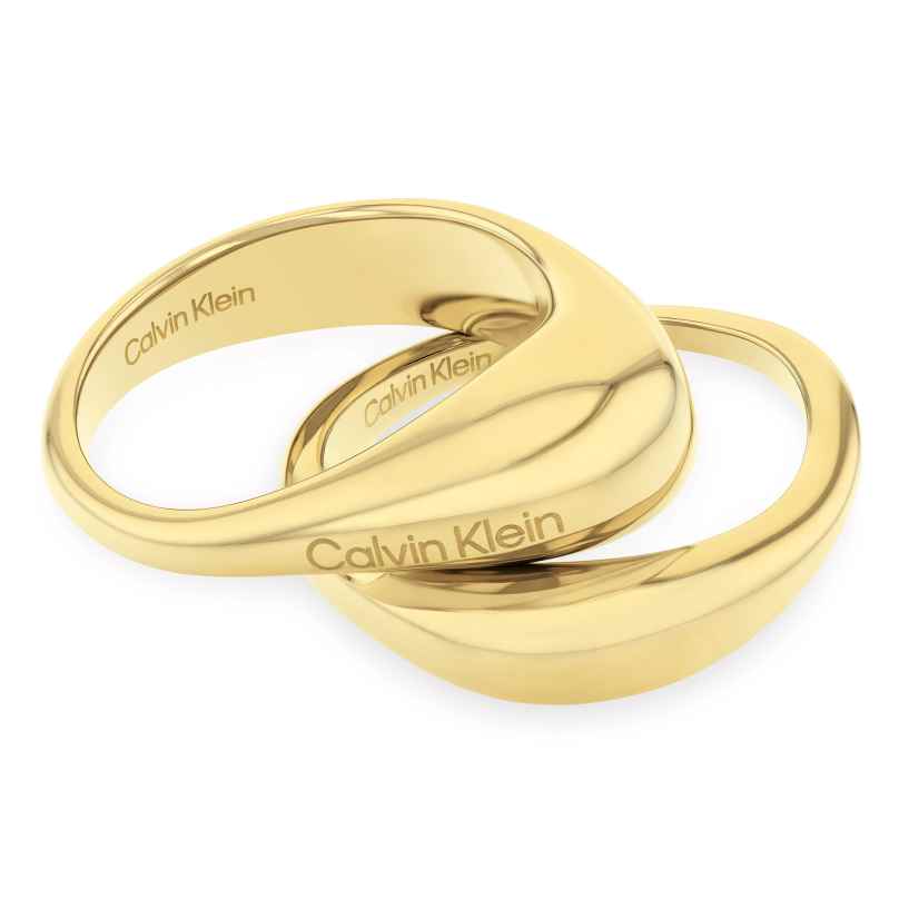 Calvin Klein 35000448 Damenring-Set Edelstahl Goldfarben Elongated Drops