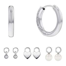 CALVIN KLEIN 35700001 Women's Hoop Earrings Set with 3 Charms Stainless Steel
