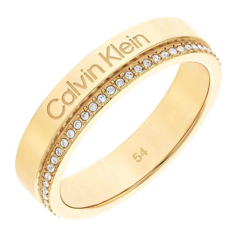 Calvin Klein 35000201 Women's Ring Gold Plated Stainless Steel Timeless