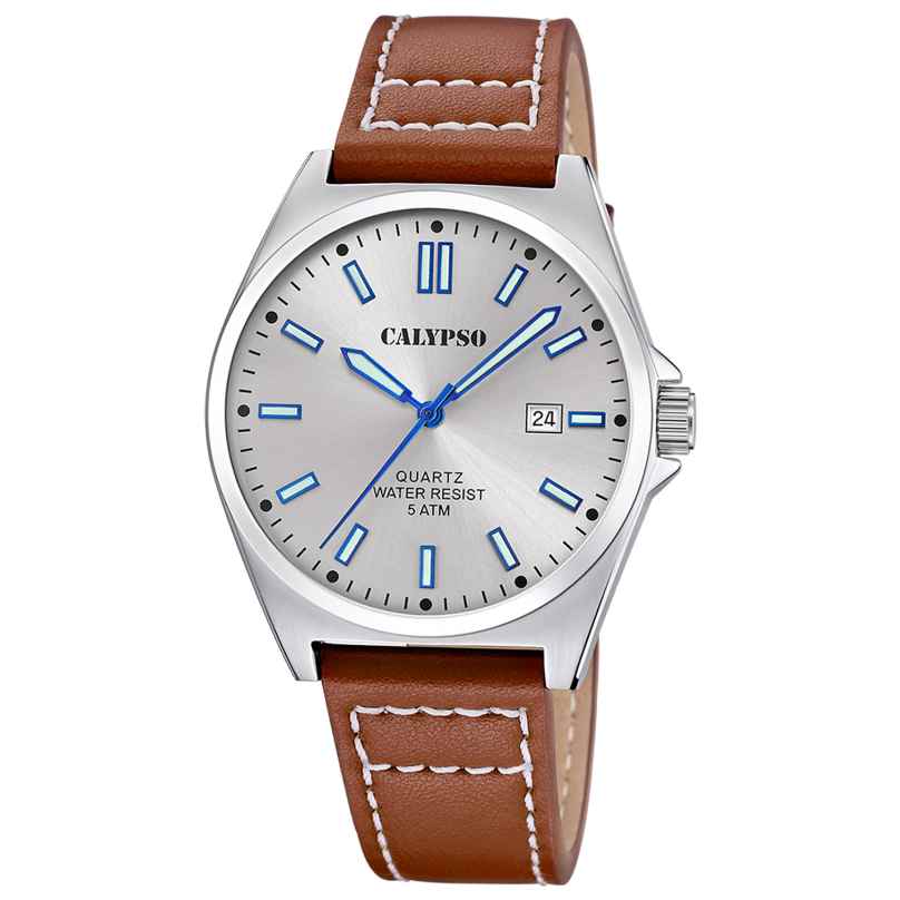 Calypso K5868/2 Herrenuhr Quarz mit Lederband Braun 8430622827075