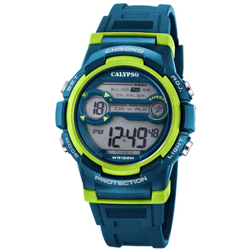Calypso K5808/3 Kinder- und Jugenduhr Digital Blau/Neongrün 10 bar 8430622766053
