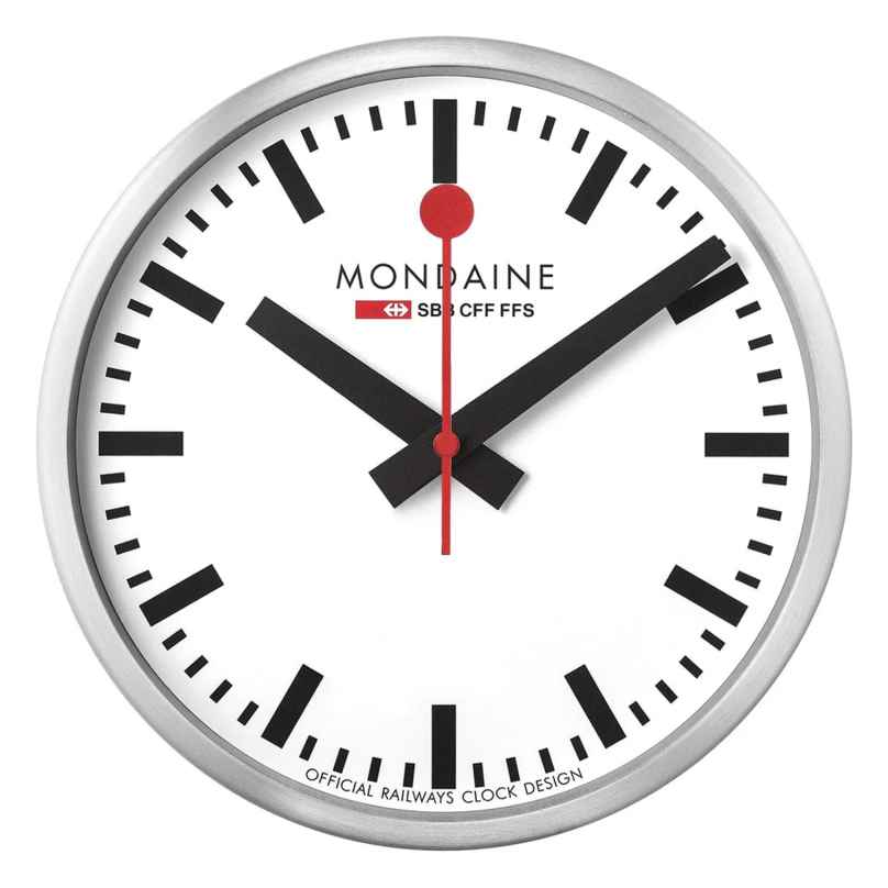 Mondaine MSM.25S11 Wanduhr WiFi stop2go Silberfarben/Weiß 25 cm 7611382631398