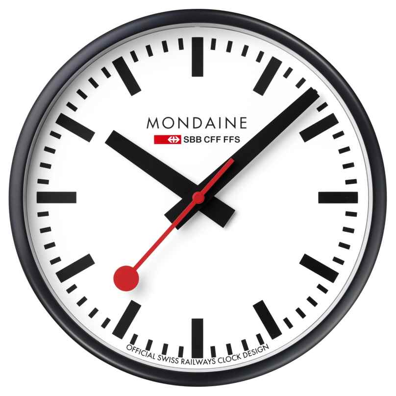 Mondaine A990.CLOCK.12SBB Wanduhr Quarz 25 cm Schwarz/Weiß 7611382673800