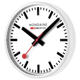 Mondaine A990.CLOCK.10SBB Wanduhr Quarz 25 cm Weiß