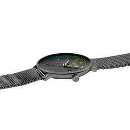 Mondaine MLE.41221.SM Herren-Quarzuhr Doppio mit Mesh-Band Dunkelgrau 41 mm