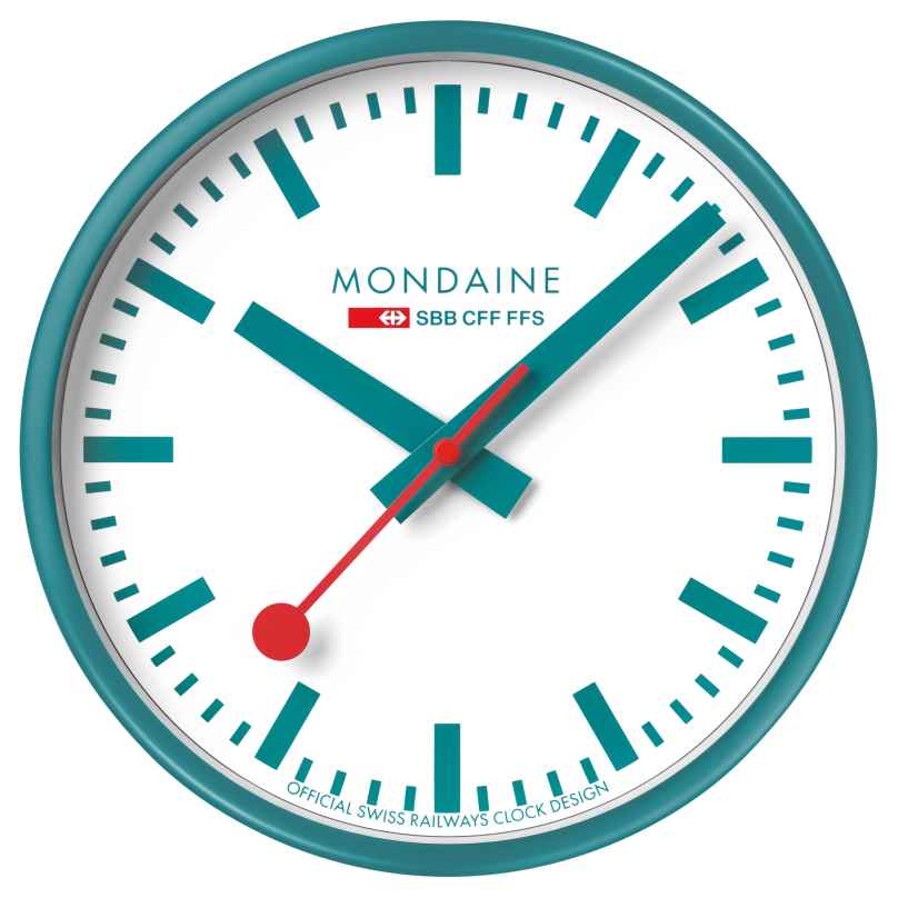 Mondaine A990.CLOCK.10SBD Wanduhr Quarz 25 cm Teal Limited Edition 7611382685117