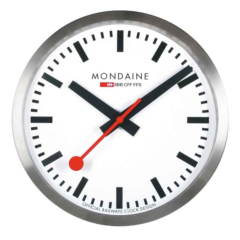 Mondaine A990.CLOCK.16SBB Wall Clock Quartz 25 cm Silver Tone 7611382001221