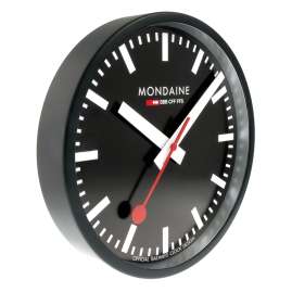 Mondaine A990.CLOCK.64SBB Wanduhr Quarz 25 cm Küchenuhr Schwarz