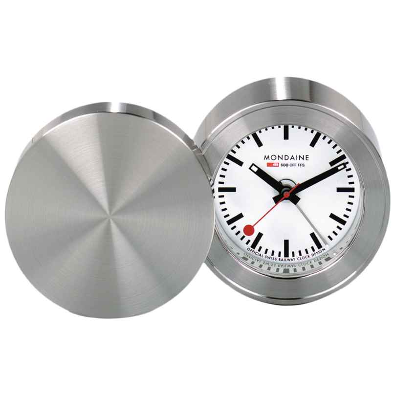 Mondaine MSM.64410 Travel Alarm Clock Silver Tone 7630040908832
