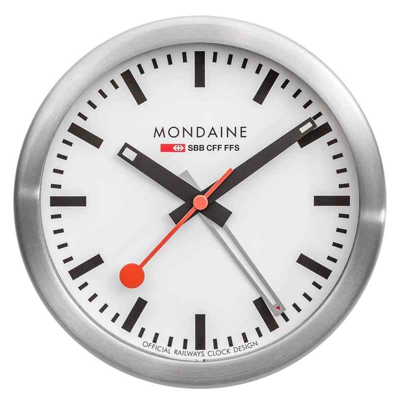 Mondaine A997.MCAL.16SBB.1 Wall and Alarm Clock Silver Tone/White 12.5 cm 7611382636010