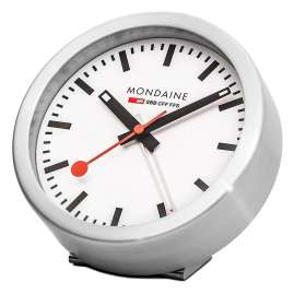 Mondaine A997.MCAL.16SBB.1 Wall and Alarm Clock Silver Tone/White 12.5 cm