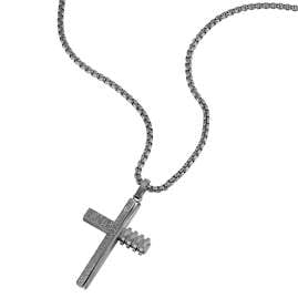 Police PEAGN0078802 Herrenkette Crosstone Edelstahl Kreuz Schwarz