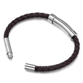 Police PEAGB0001410 Men's Bracelet Geometric Metal Brown Leather