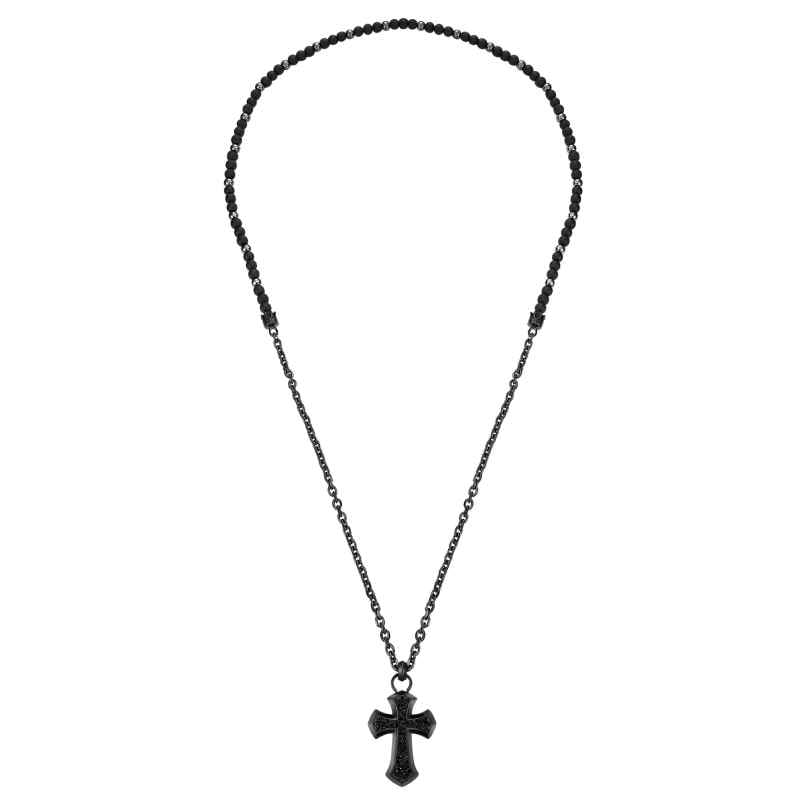 Police PEAGN0004906 Men's Cross Necklace Blackened Stainless Steel Affix 4894816103231