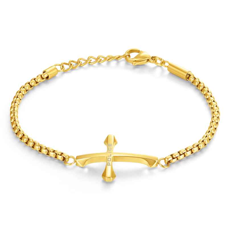 Police PEAGB0032602 Men's Bracelet with Cross Gold Plated Stainless Steel 4894816131630