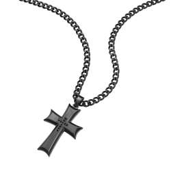 Police PEAGN0011003 Men's Cross Pendant Necklace Black Zeal