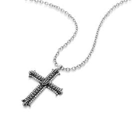 Police PEAGN0033702 Herren-Halskette mit Kreuz Schwarz Whiz
