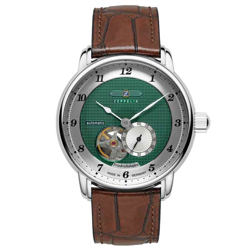 Zeppelin 8566-2 Herrenuhr Automatik Open Heart Friedrichshafen Braun/Grün 4041338856620