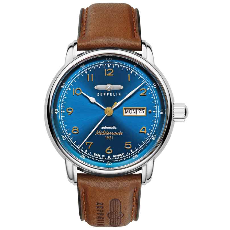 Zeppelin 9664-3 Men's Automatic Watch 100 Years Méditerranée Brown/Blue 4041338966435