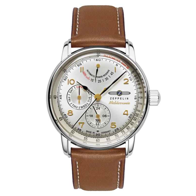 Zeppelin 9690-1 Men´s Watch Méditerranée Automatic Power Reserve Brown 4041338969016