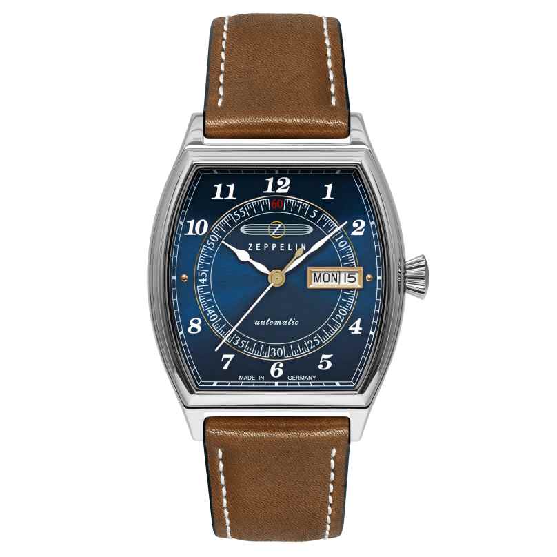 Zeppelin 8360-3 Herrenuhr Metropolis Automatik Day-Date Cognac/Blau 4041338836035