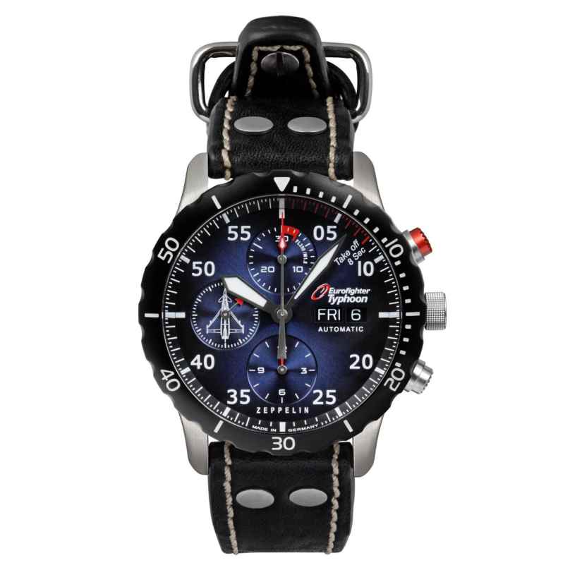 Zeppelin 7218-3 Men's Watch Automatic Chronograph Eurofighter Black/Blue 4041338721836