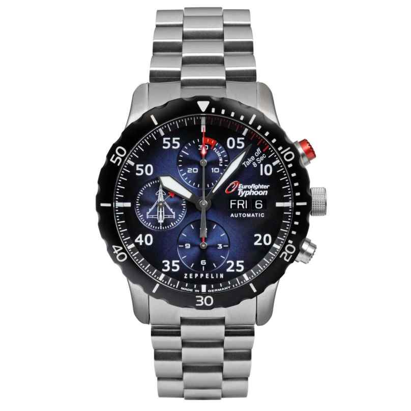 Zeppelin 7218M-3 Men's Watch Automatic Chronograph Eurofighter with Steel Strap 4041338721881