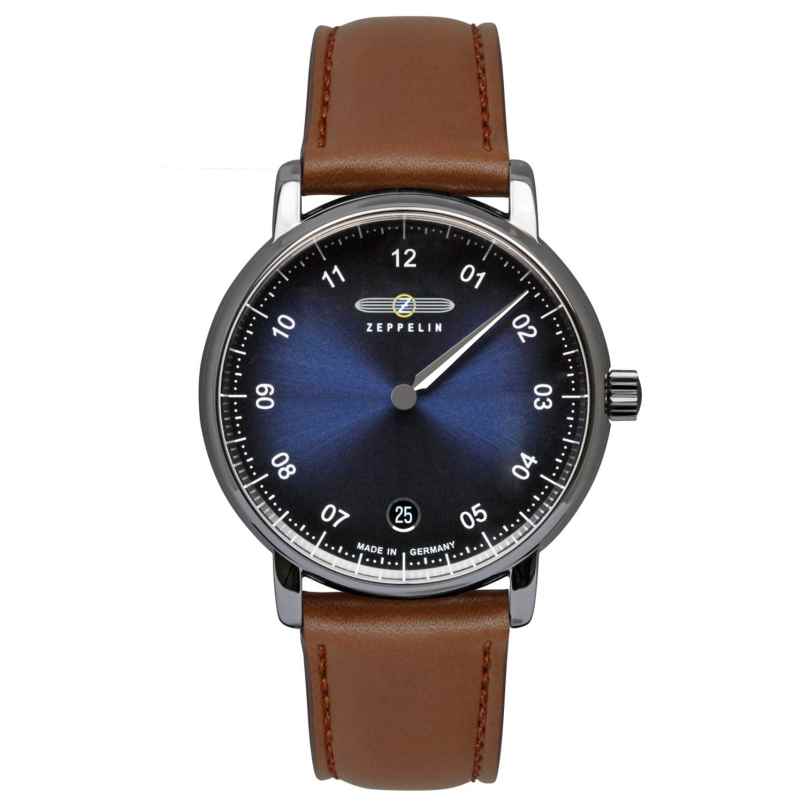 Zeppelin 8643-3 Ladies' Wristwatch New Captain's Line Monotimer Brown/Blue 4041338864335