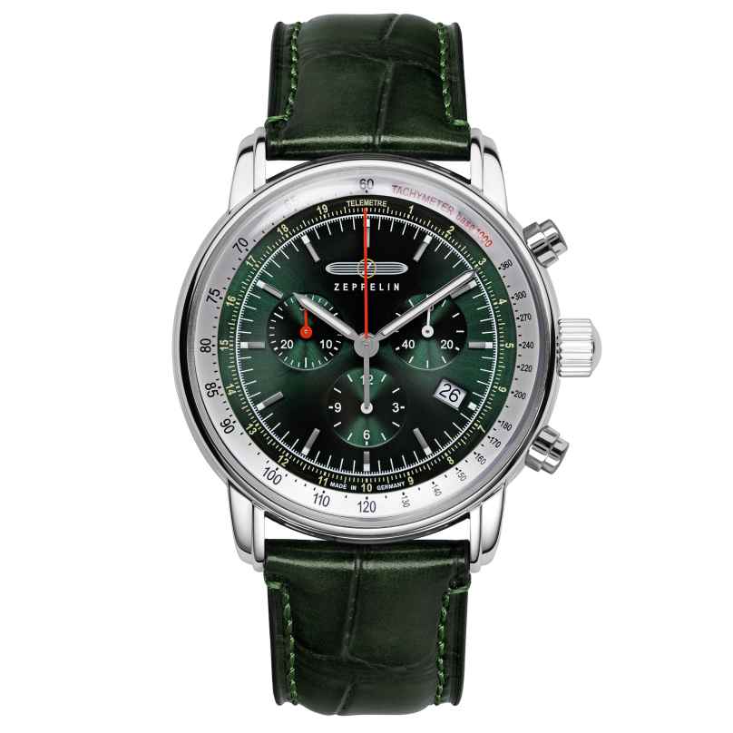 Zeppelin 8888-4 Men's Watch LZ 14 Marine Chronograph Green 4041338888843