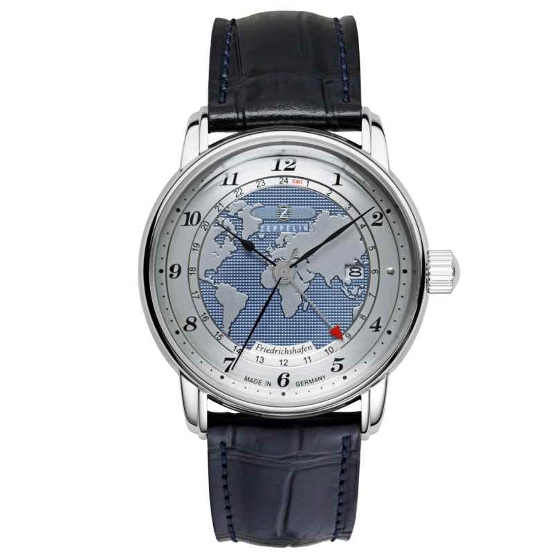 Zeppelin 8596-3 Herren-Armbanduhr Automatik GMT Friedrichshafen Blau 4041338859638