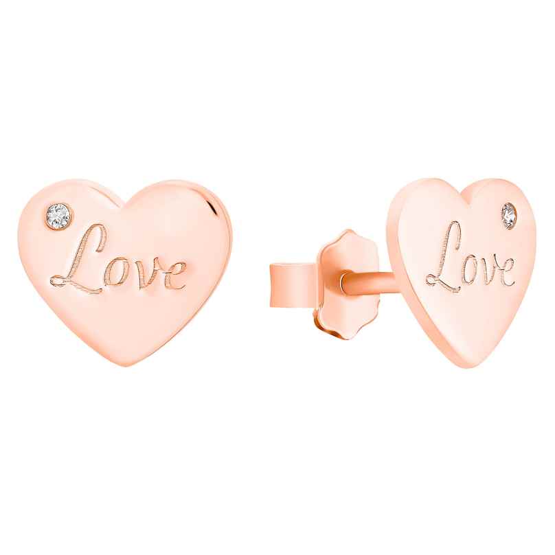 s.Oliver 2031418 Women's Stud Earrings Heart Rose Gold Plated Silver 4056867027908
