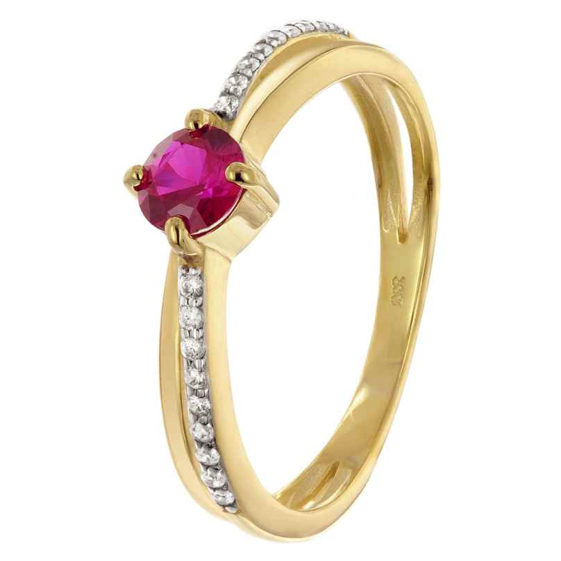 trendor 68796 Damenring Gold 333/8K mit synthetischem Rubin und Zirkonias