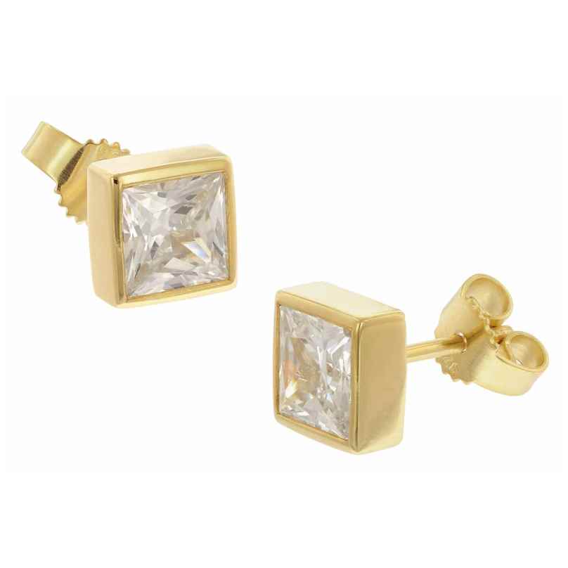trendor 68821 Stud Earrings 925 Silver Gold Plated Cubic Zirconia 4262459688215