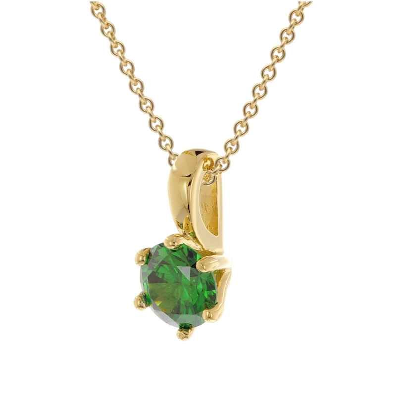 trendor 68854 Women's Necklace 925 Silver Gold Plated With Synthetic Emerald